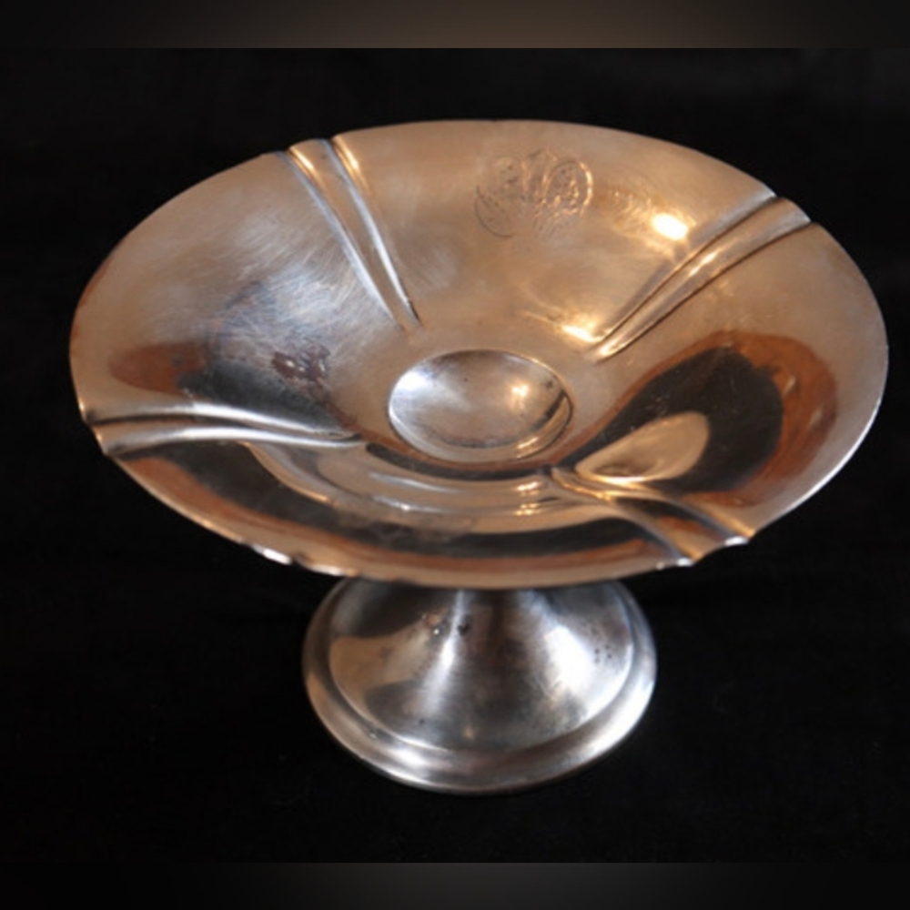 Vintage Sterling Silver Plated Footed Round Candy, Fruit, Server, Dish